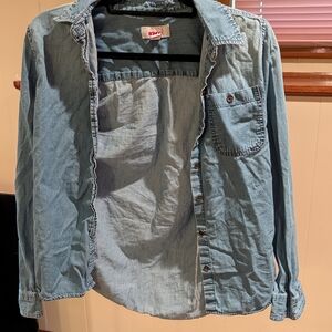 BONGO Light Wash Denim Button-Down Shirt - Blue